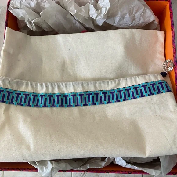 TORY BURCH NIB Seaside Red Suede Beaded Ribbon Ankle Strap Heels 7 - Picture 11 of 13